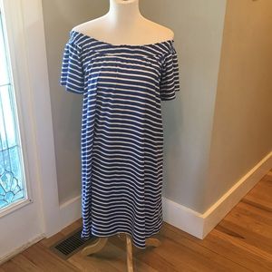New Direction navy & white striped dress size small